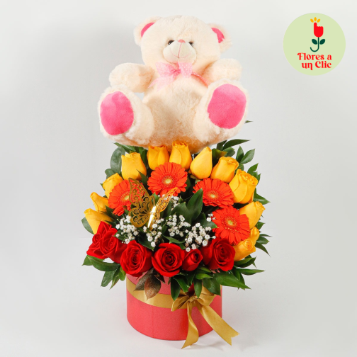 Tambor en rosas con oso