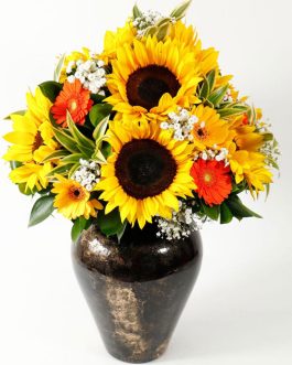 Jarron girasoles gerberas